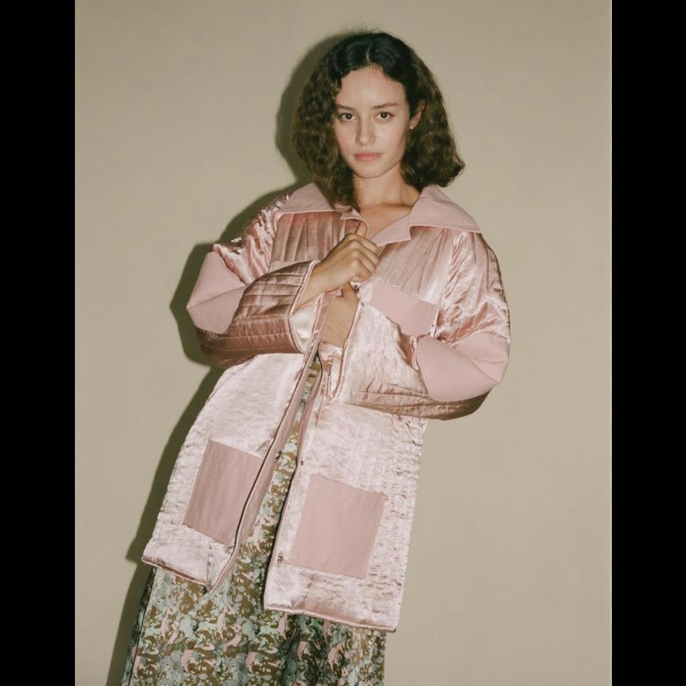 Michons Marigot Pink Satin Canvas Barn Coat Chore Jacket